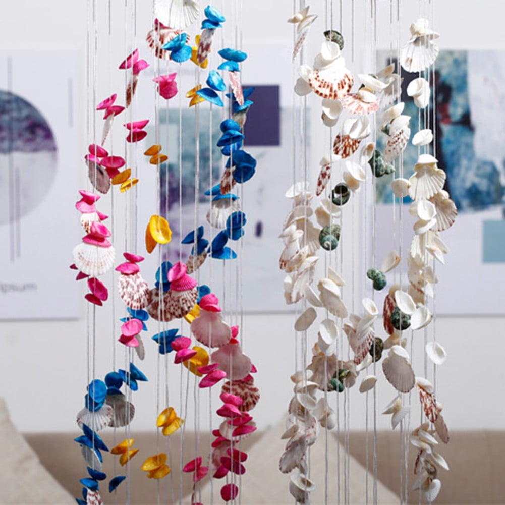 Gesuoke Shell Wind Chime Ornament Beach Out Door Decor Seashell Hanging Wind-bell Out Door Decoration Conch Window Home Supply