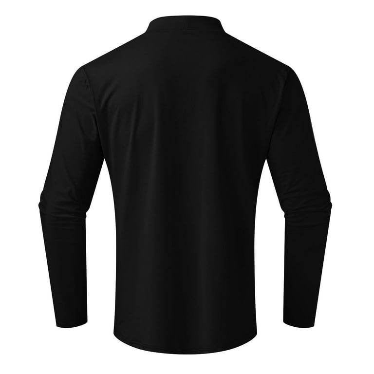 HFYIHGF Men's Black Mock Turtleneck T-Shirt, Long Sleeve Slim Fit