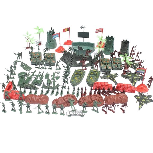 BINGLI 290 Piece Military Toys Plastic Army Men for Boys - Army Figures Set with Tanks, Planes, Flags, Accessories - Army Soldiers Toys for Boys - 300 Piece Army Men - Bulk Army Men 290