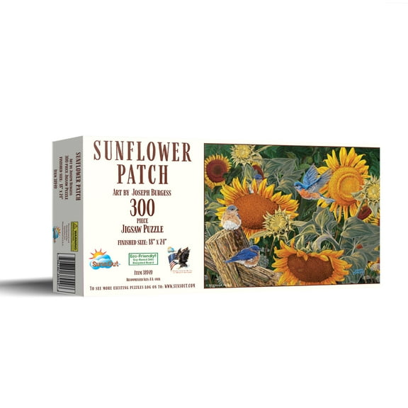 SUNSOUT INC - Sunflower Patch - 300 pc Jigsaw Puzzle by Artist: Joseph Burgess - Finished Size 18" x 24" - MPN# 38949
