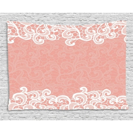 Soft Lace Background Peach Tapestry Lace  Design on Soft  Colored Background  
