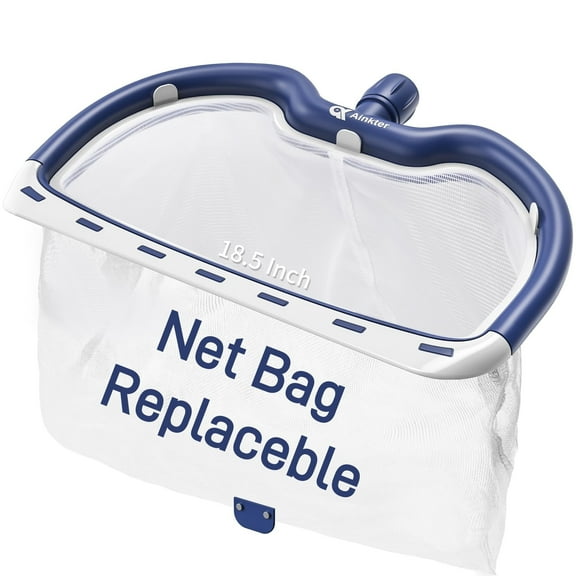 Pool Net Skimmer, 18.5" Pool Nets for Cleaning with Replaceable Heavy-Duty Mesh, Pool Skimmer Net for Fast Debris Removal, Sturdy ABS Frame Pool Leaf Net for Above-Ground & In-Ground Pools