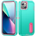 thumbnail image 1 of SaniMore for iPhone 14 6.1" 2022 Hybird Case, Rugged PC Back Shockproof TPU Shell Metal Hidden Kicksatnd Drop Resistant Anti-slip Heavy Duty Protective Case for iPhone 14 6.1" 2022, Mint/Rose, 1 of 8
