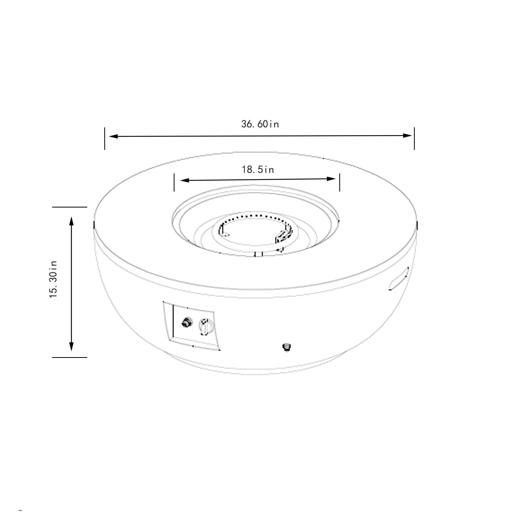 36" Round Steel Fire Table, 50000 BTU Propane Gas Fire Pit with Lava Rocks and Cover, Grey