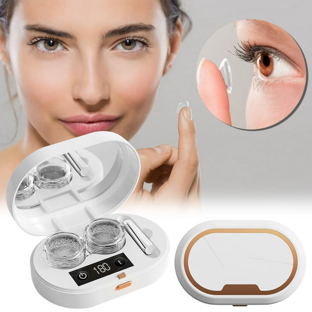 SSZMDLB under $5 Contact Lens Cleaner, Portable Lens Cleaner, Automatic Folding Cleaner, 360 Stereo Vibration, LED Display, Timer Settings, USB Rechargeable, for Travel, Home, Eye Care Hygiene