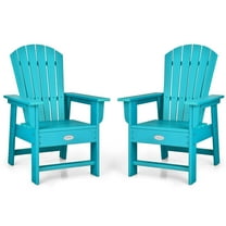 Gymax Set of 2 Kids Patio Adirondack Chair Armchair Weather Resistance Outdoor Chair Turquoise