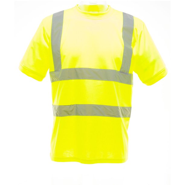 Yoko - Camiseta de seguridad de manga corta de alta visibilidad para mujer señora - Trabajar / Reflectante (Amarillo fluorescente)
