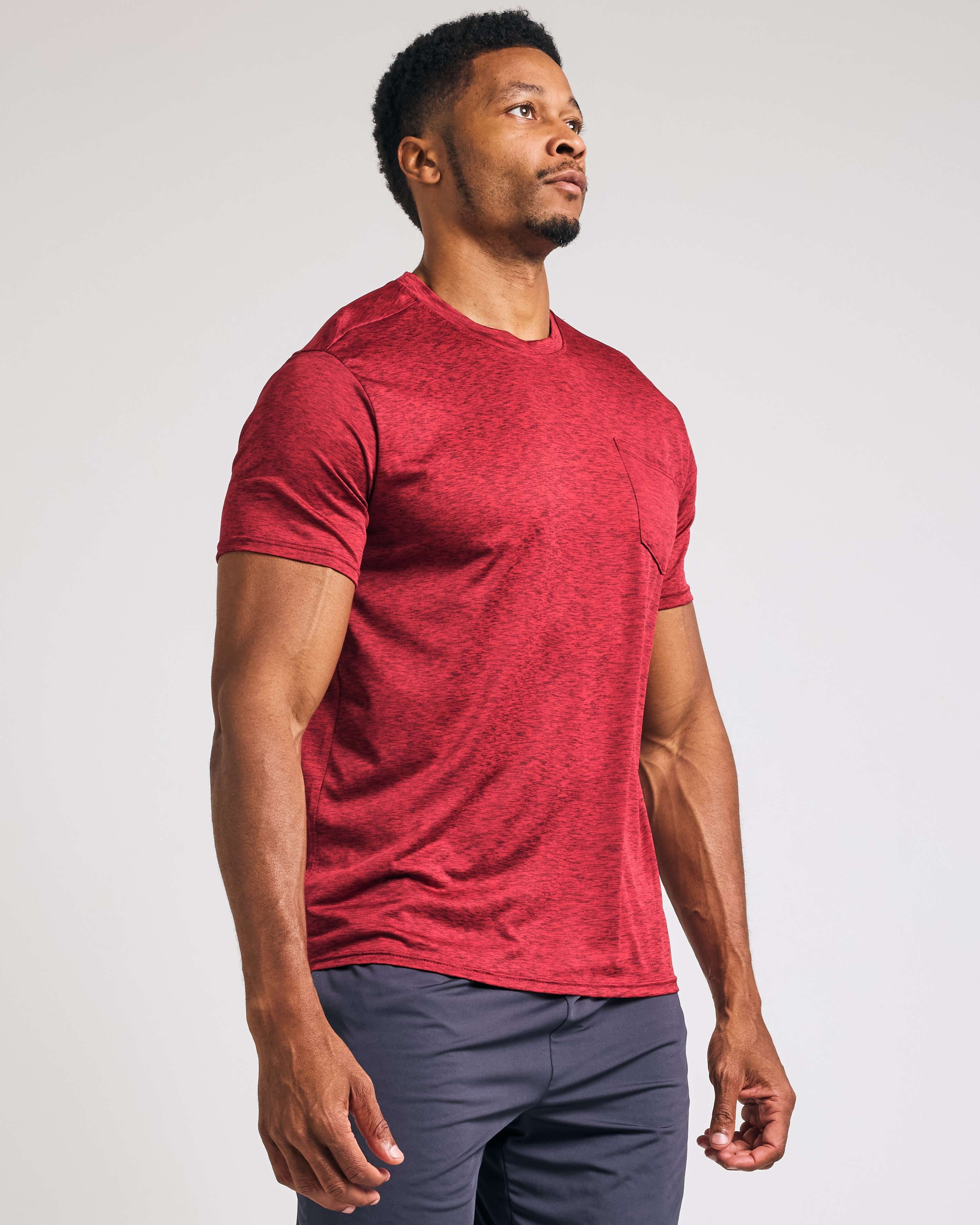 Real Essentials Men's 4-Pack Dry-Fit Athletic Shirts - Moisture Wicking Short Sleeve Tee With Pocket, Small, Set 6 - View #8