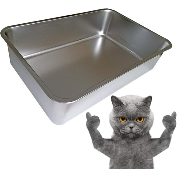SUS304 Stainless Steel Food Grade 6" Deep Cat Litter Box, Corrosion Resistant, Durable