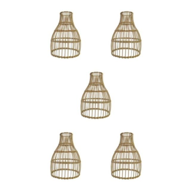 Thinsony Rattan Lampshade Handmade Decoration for Hanging Floor Light, Teahouse Lamps 18cm x 26cm 5Set