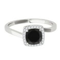 thumbnail image 2 of Mauli Jewels Engagement Rings for Women 2.65 Carat Cushion Shape Black Diamond Halo Engagement ring 4 prong 18K Solid White Gold, 2 of 7
