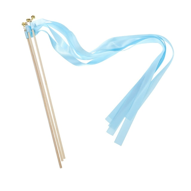 Unique Bargains 20Pcs Wedding Ribbon Sticks Ribbon Streamers Sticks for Wedding Celebration Sky Blue