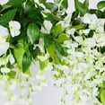 thumbnail image 3 of Wisteria Garland 5pcs Artificial Flowers Garland Wisteria Vine Artificial Hanging Flowers Plants Greenery Fake Leaf Garland for Wedding Kitchen Home Party Decor(Milk White), 3 of 5