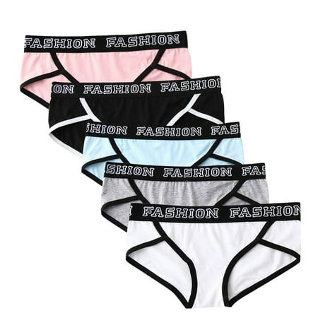 

QWANG 5PC Cotton Plus Size Thong New Fashion Sexy G-string Lingerie Underwear