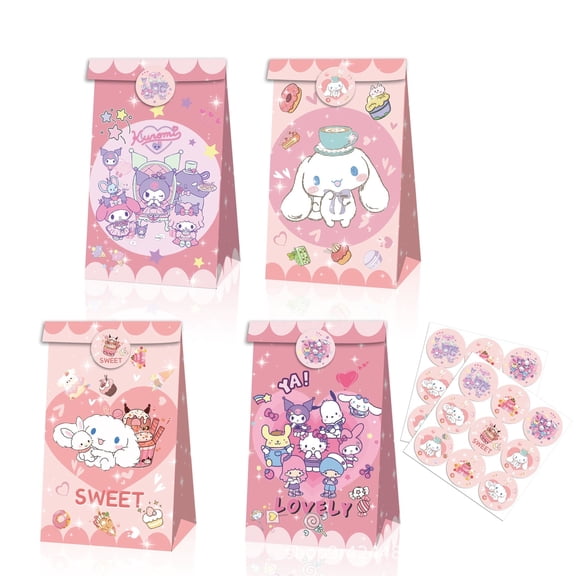 24 PCS Party Favor Candy Bags for Anime Themed Birthday Supplies Decor,Kids Birthday Game Party Kraft Paper Goodie Gift Bag Decorations