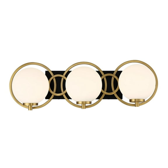 Alhambra 3-Light Bathroom Vanity Light in Matte Black with Warm Brass