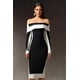 thumbnail image 1 of Vestido Bellabarnetten Mattey con hombros descubiertos, vendaje a rayas, 1 of 6