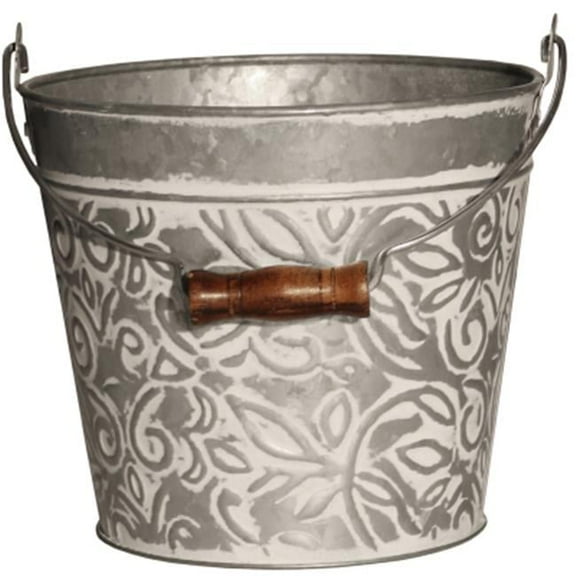 12 in. Galvanized Planter, White