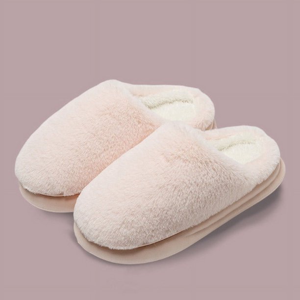 Zapatillas de felpa de invierno para mujer, chanclas mullidas con plataforma suave, zapatos planos informales para hombre, cómodos, concisos, antideslizantes, para dormitorio