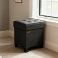 thumbnail image 6 of LEDREM 15" Cube Storage Ottoman with Feet, Footstool with 10-Gallon Storage, Ottoman with Storage Holdss up to 660 lb, Ink Black, 6 of 7