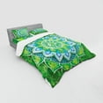 thumbnail image 3 of Mandala Duvet Cover Set, Grand Leaf Forms of Nature and Theme Green Boho Style Floral Print, Bedding Set with Shams and Fitted Sheet, 3 Sizes, by Ambesonne, 3 of 3
