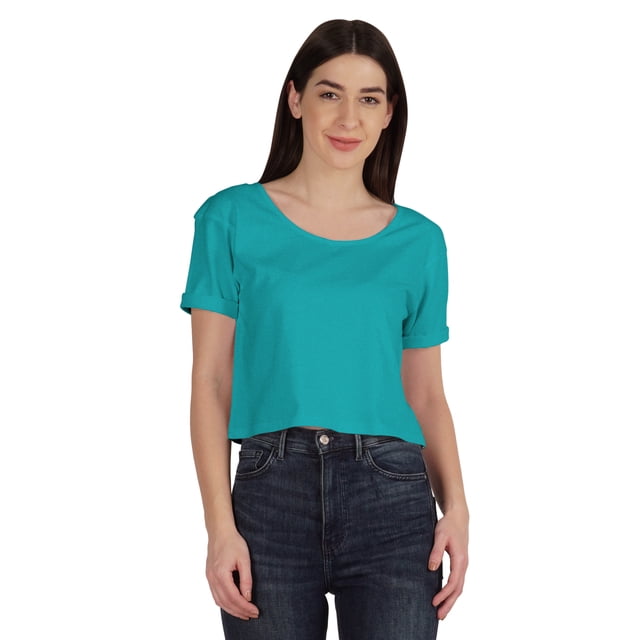 Inkmeso Regular Street Style Crop Top Scoop Neck Tee For Womens Cotton Tshirt