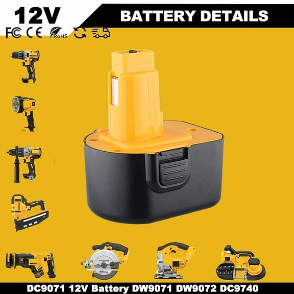4.8Ah 12V Replacement for DeWelt 12V Battery Ni-Mh DC9071 DW9071 DW9072 DE9037 DE9071 DE9072 DE9074 DE9075 Compatible with 12Volt Tools