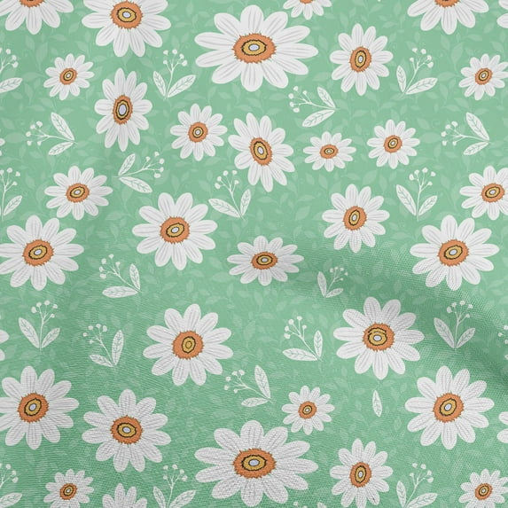 oneOone Cotton Cambric Mint Green Fabric Florals Quilting Supplies Print Sewing Fabric By The Yard 56 Inch Wide