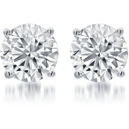 1-1/4 Carat T.W. Round White Diamond Sterling Silver Stud Earrings