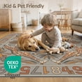 thumbnail image 4 of ODIKA 2'x3' Washable Accent Rug Pet Friendly, Bedside Mat Gathered Zoo Creatures Medallion Teaching Numbers Edge Design for Bedroom, Nursery, RV, 4 of 7