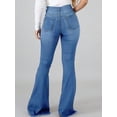 thumbnail image 2 of Flare Jeans for women High Waisted Distressed Pockets Fashionable Hip Lifting Raw Hem Button Zipper Vacation, 2 of 5