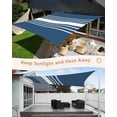 thumbnail image 3 of Outdoor Sun Shade Sail 6.5'x10', Navy Blue White Stripe Patio Beach Shade Canopy Cloth Waterproof, Modern Rustic Vertical Striped TearResistant & UV Protection Sun Sail for Backyard Garden Deck, 3 of 9
