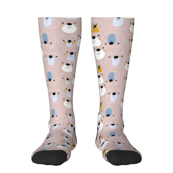 Balery Cute Hand Drawn Bear Printed Novelty Socks Men's Women's Crew Socks Sports Socks Knee High Socks Cotton Socks Quirky and Cool Socks