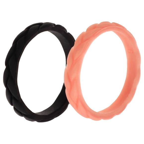 Juego de anillos de boda con hojas de silicona - Metal-rosa de ROQ para mujer - Anillo de 2 x 9 mm