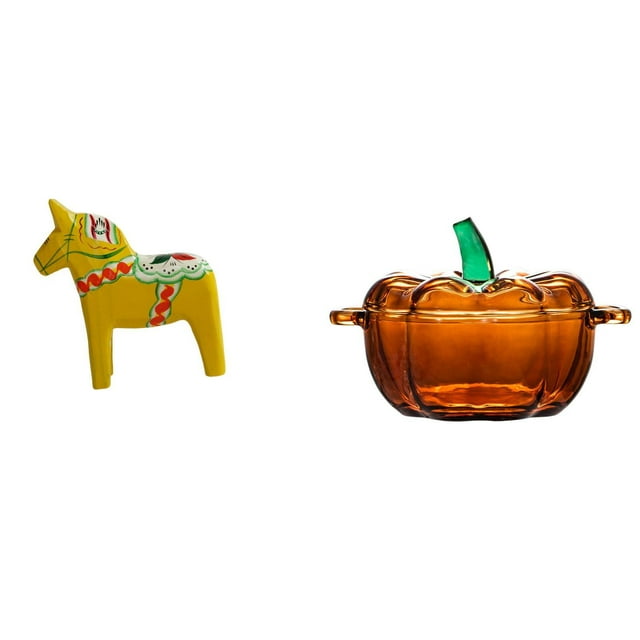 Plato de dulces de cristal con forma de caballo Dalecarlian, figura de calabaza, escultura de animal, tarro de coleccionable, decoración de g