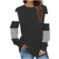 thumbnail image 2 of Xcmzpl Womens Sweatshirts Casual Color Block Crewneck Sweatshirt Lightweight Sweater Tops Cotton Long Sleeve Shirts Winter Fashion, 2 of 5
