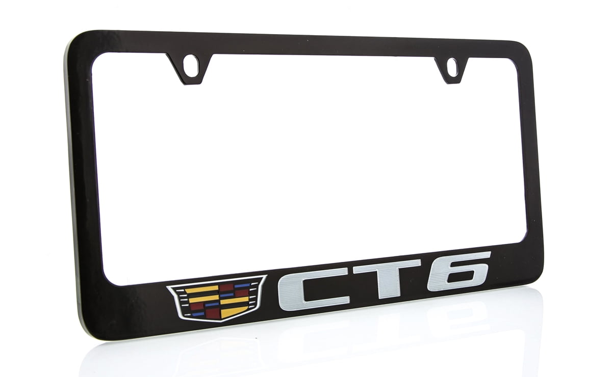 Cadillac CT6 Zinc License Plate Frame with Glossy Black Finish (2 hole