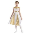 thumbnail image 3 of TiaoBug Girls Praise Lyrical Dance Dress Metallic Bicolor Sleeveless Liturgical Worship Swing Robe White 8, 3 of 7