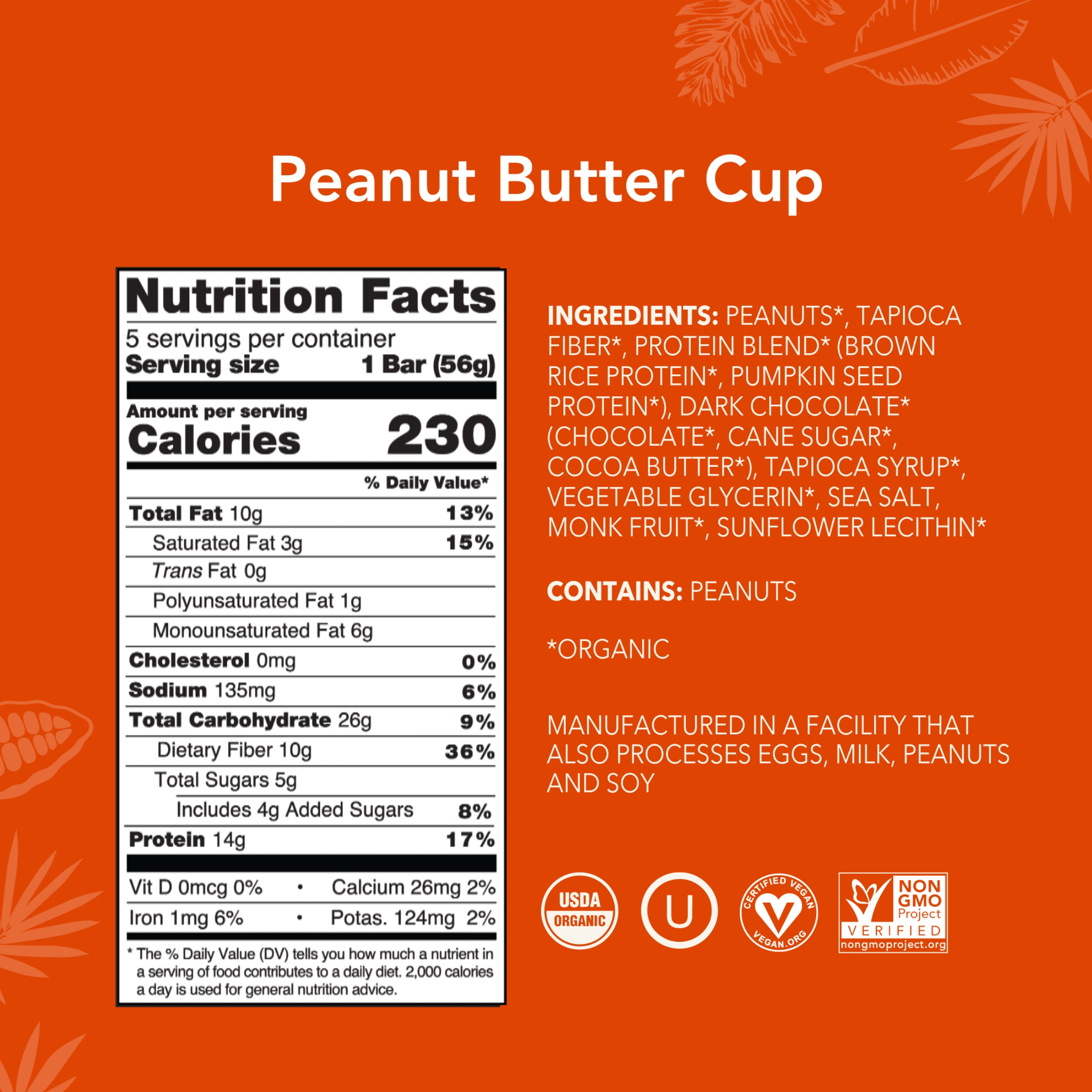 (3 pack) Aloha Plant-Based Protein Bars, 14g Protein, Peanut Butter Cup, 5 Pack