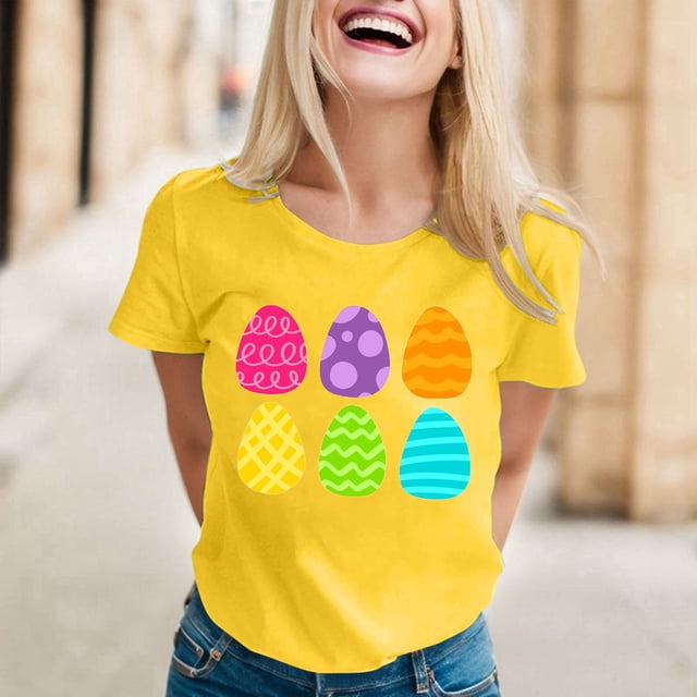 XEGLSBU Womens Easter Bunny Face Shirt Cute Easter Rabbit T Shirts Funny Graphic Tees