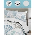 thumbnail image 4 of Quilts Twin XL Size, Light Blue Teal Coastal Soft Comforter Bedding Set for Bed, Summer Beach Coral Shell Ocean Lightweight Quilted Bedspread with Pillow Cover(2 Pieces) for All Season, 68x98 Inch, 4 of 6