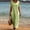 Green, variant on Women's Cotton Linen Round Neck Midi Dress Solid Color Short Sleeve Slit Tie Sleeve Casual Dress with Side Pockets Green XL(XL)