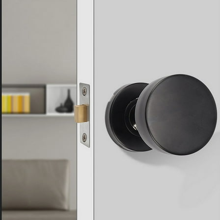 Supvox Locking Door Handle Door Knob Lock Stainless Steel Black Home Bedroom Sleek 1Pcs