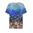 thumbnail image 4 of Nrmvnmi Women Short Sleeve Floral Prints Tops 2024 Summer Fashion T Shirt Casual V Neck Pullover Button Plus Size Blouse Tees Mothers Day Gifts, 4 of 5