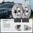 thumbnail image 3 of AutoShack Front Vented Drilled & Slotted Silver Zinc Coated Brake Rotors + Ceramic Pads 6-PC Brake Kit Replacement for 2002-2010 Lexus SC430 1993-2005 Lexus GS300 SilverShield Pro 11.65" (296 mm), 3 of 5