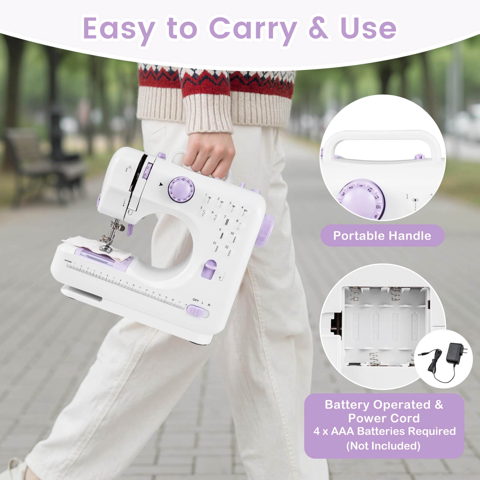 Costway Sewing Machine for Beginners Mini Sewing Machine with 12 Built-in Stitches & Light