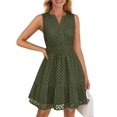 thumbnail image 1 of Vestido ZESICA para verano, sin mangas, cuello en V, con ojales, fiesta, color verde militar, 1 of 1