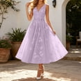 thumbnail image 5 of XIAOCHA Women's Waist Tie Tulle Dress Sleeveless V-Neck Floral Embroidery Summer Wedding Midi Gown, 5 of 5