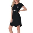 thumbnail image 4 of NOMADIC NOOK Women's 2-Pack Cats Pajamas Night Shirts Cute Printed Sleep Dress Short Sleeve Nightgowns Small 2 Pack Black, 4 of 6