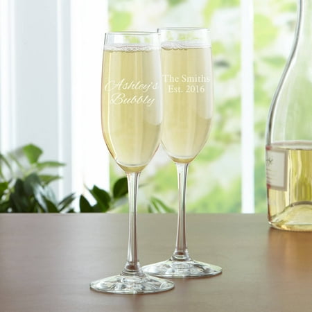 Personalized Create Your Own Champagne Flute, Choose Block or Script